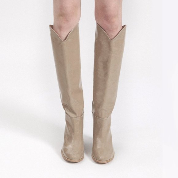 NEW RACHEL COMEY Boots Tall Willow Patent Nude Boots Size 6 - Picture 3 of 8